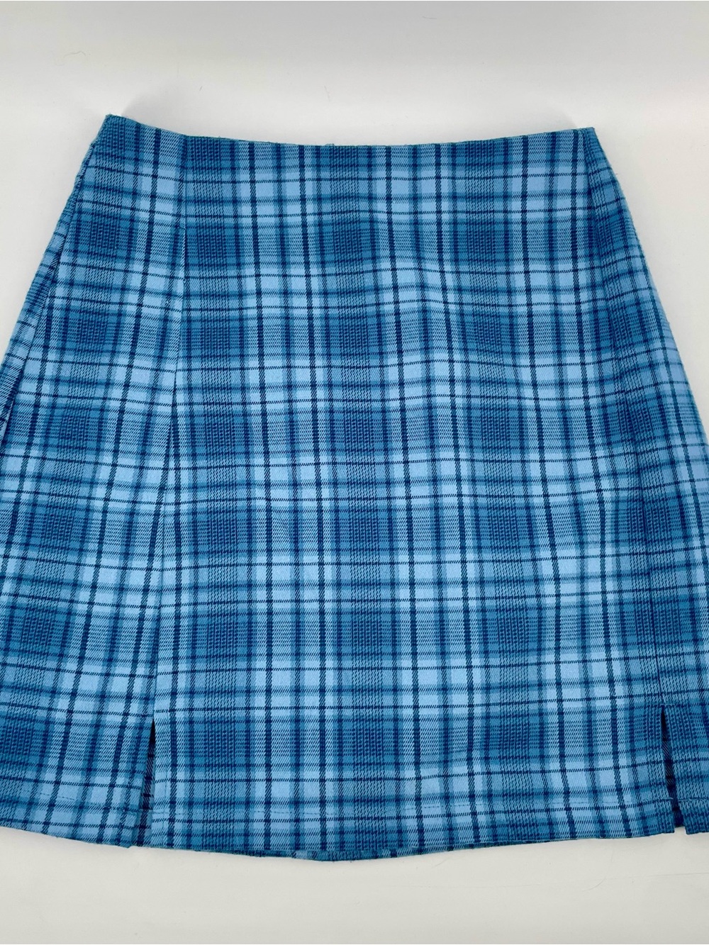 Brandy Melville A-Line Mini Skirt Blue Plaid